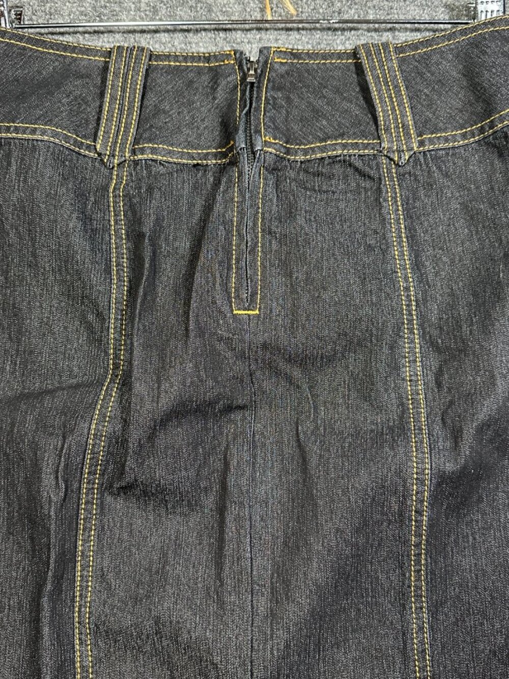 Bisou Bisou Denim Jean Skirt Womens 2 Pencil Black Cotton Stretch Vent Back Zip - Picture 8 of 8